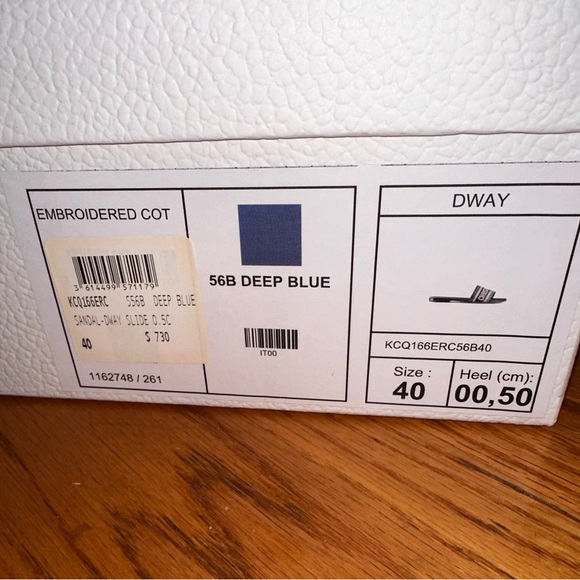 Dior Dway Deep Blue Embroidered Cotton slides - Picture 4 of 9